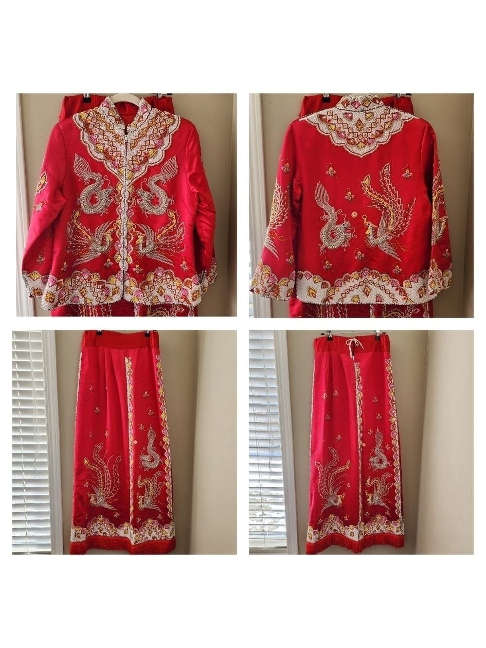 Embellished Suit Set Jacket & Skirt Dragon & Phoenix